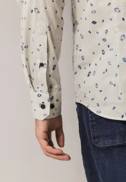 Overhemd met fijne streep en all-over print