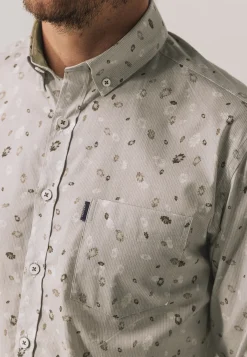 Overhemd met fijne streep en all-over print