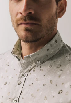Overhemd met fijne streep en all-over print