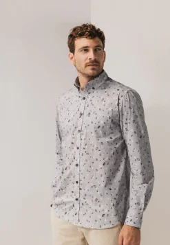 Overhemd met fijne streep en all-over print