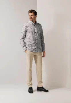 Overhemd met fijne streep en all-over print