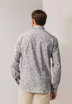 Overhemd met fijne streep en all-over print