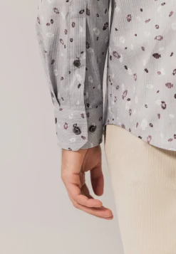 Overhemd met fijne streep en all-over print
