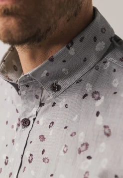 Overhemd met fijne streep en all-over print