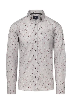 Overhemd met fijne streep en all-over print