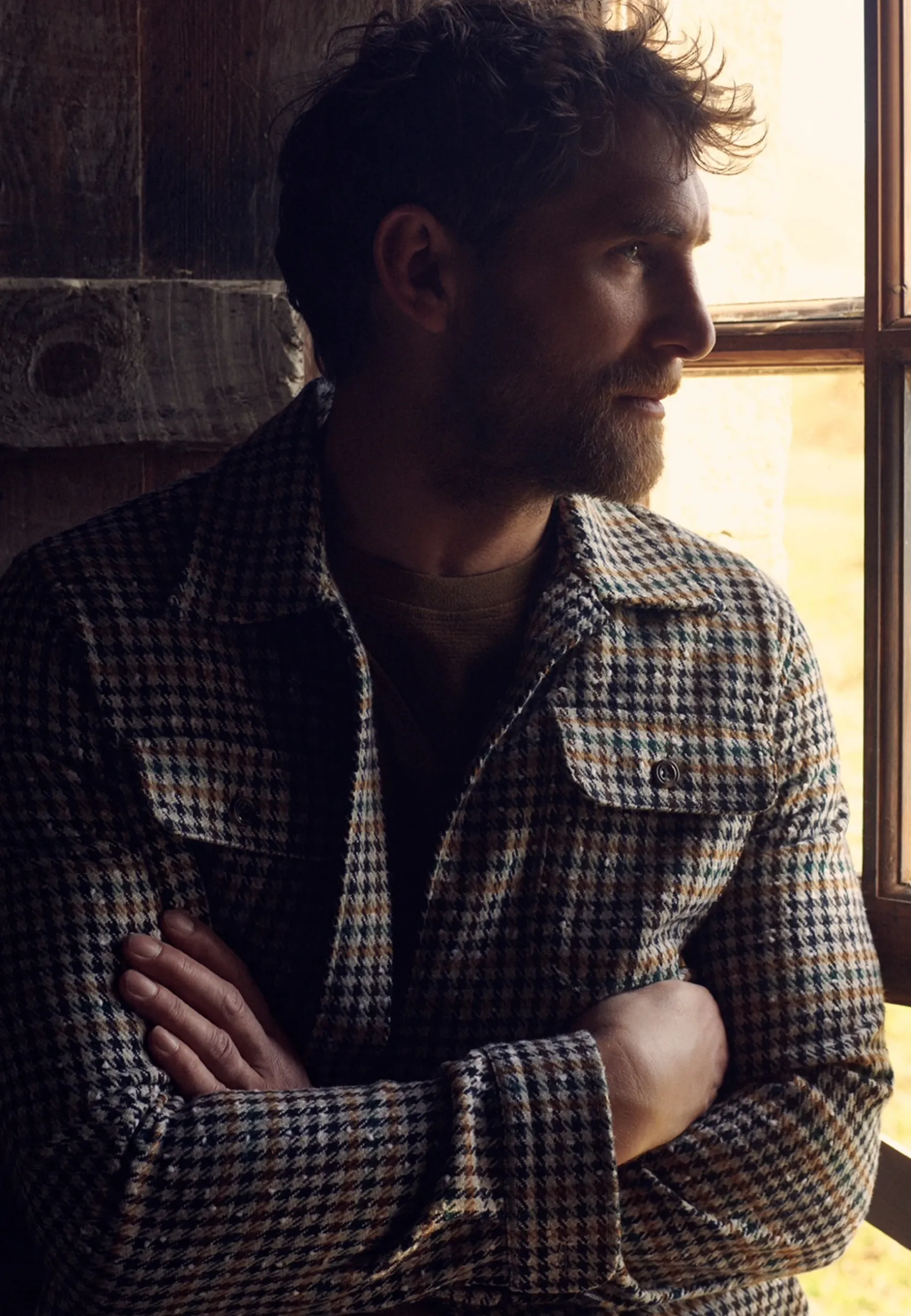 Overshirt met pied-de-poule dessin