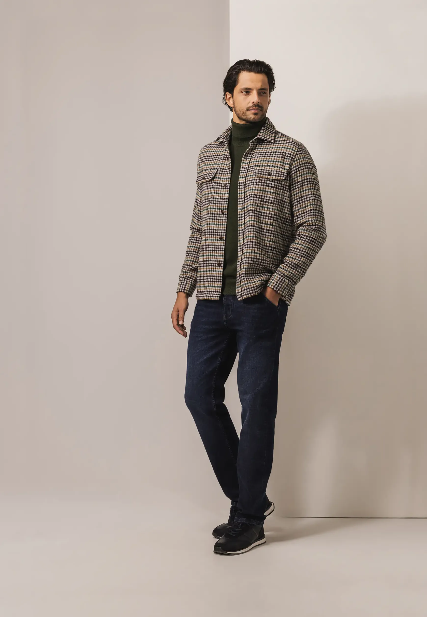 Overshirt met pied-de-poule dessin
