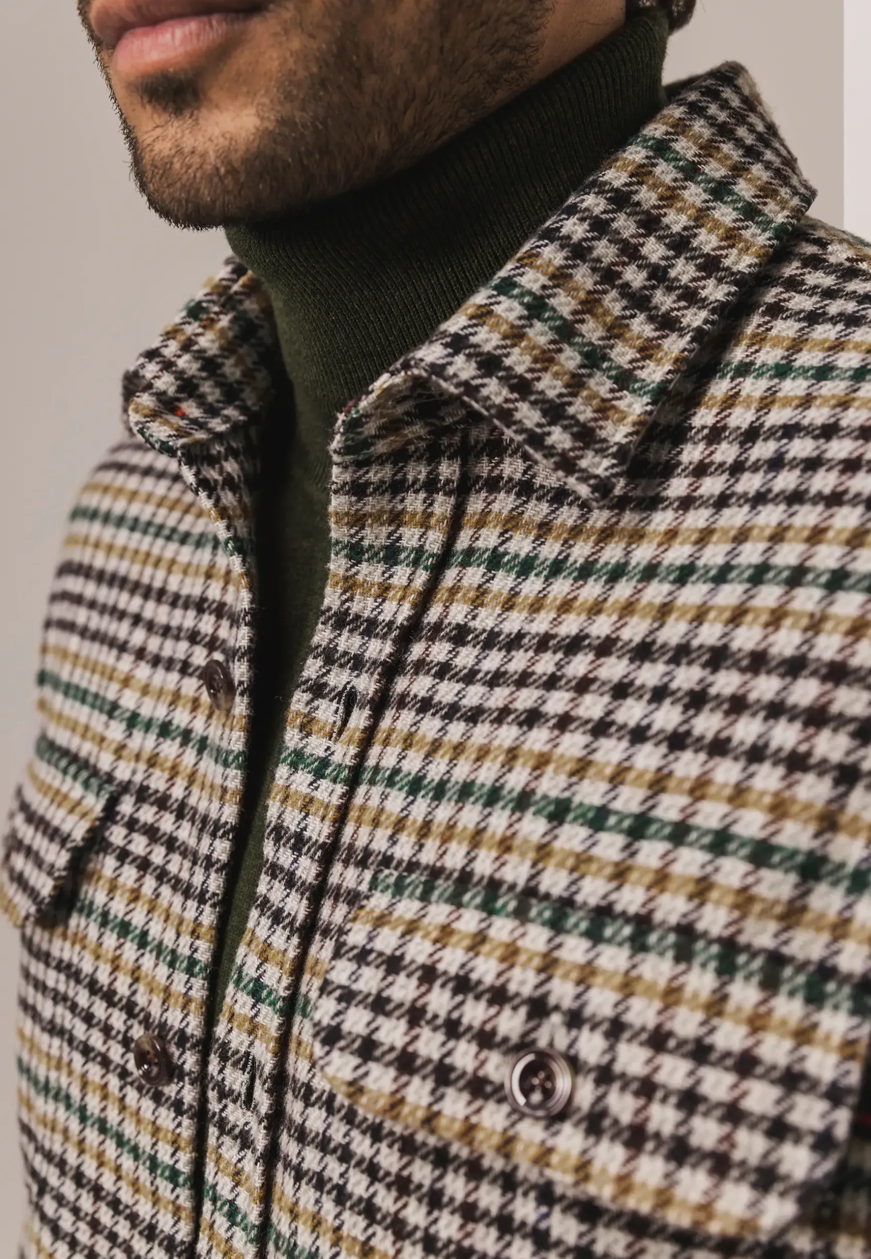 Overshirt met pied-de-poule dessin