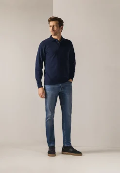 Polo met structuurgebreide kraag