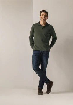 Polo met structuurgebreide kraag