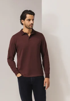 Polo met structuurgebreide kraag