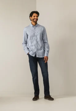 Poplin overhemd met all-over print