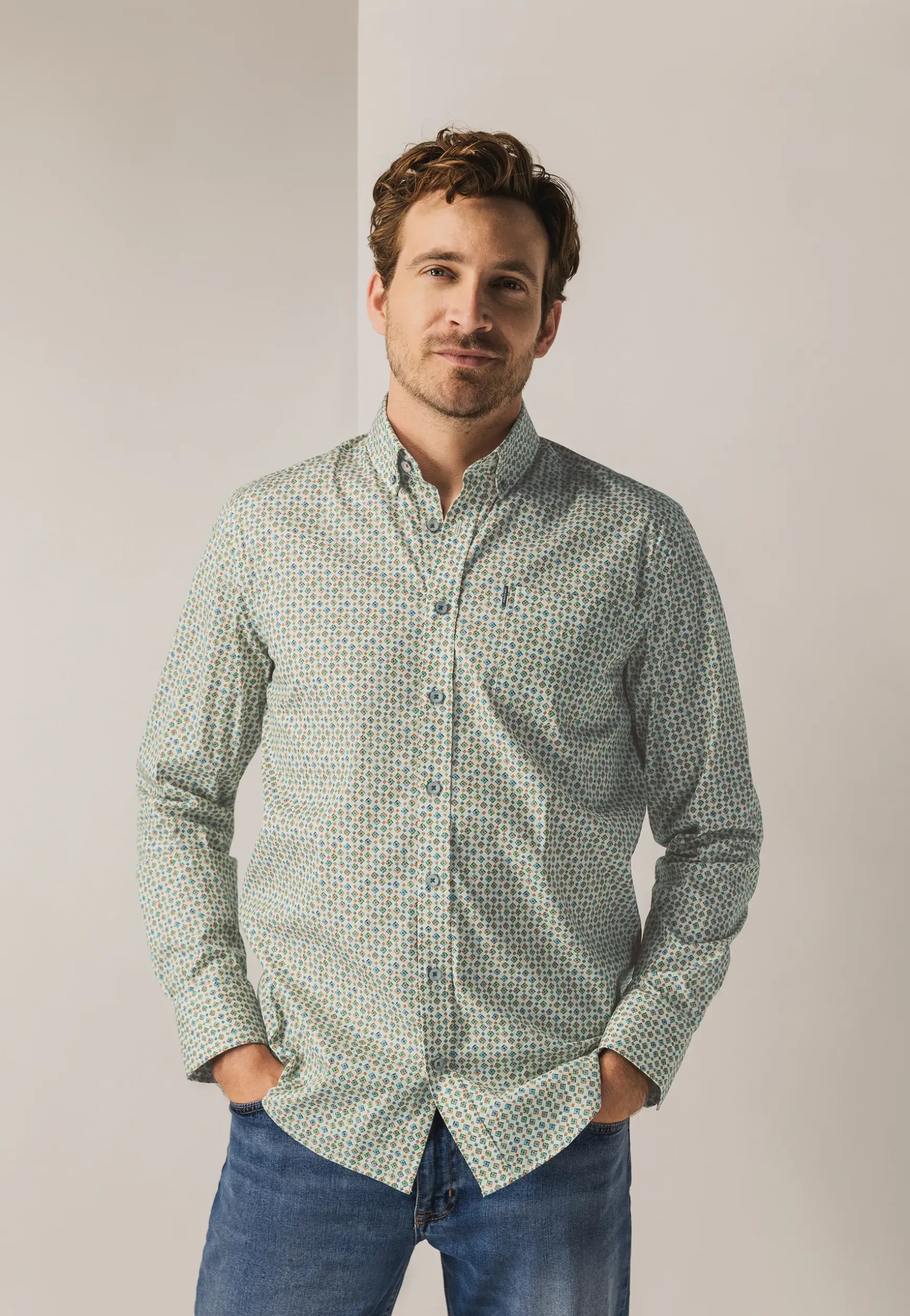 Poplin overhemd met all-over print
