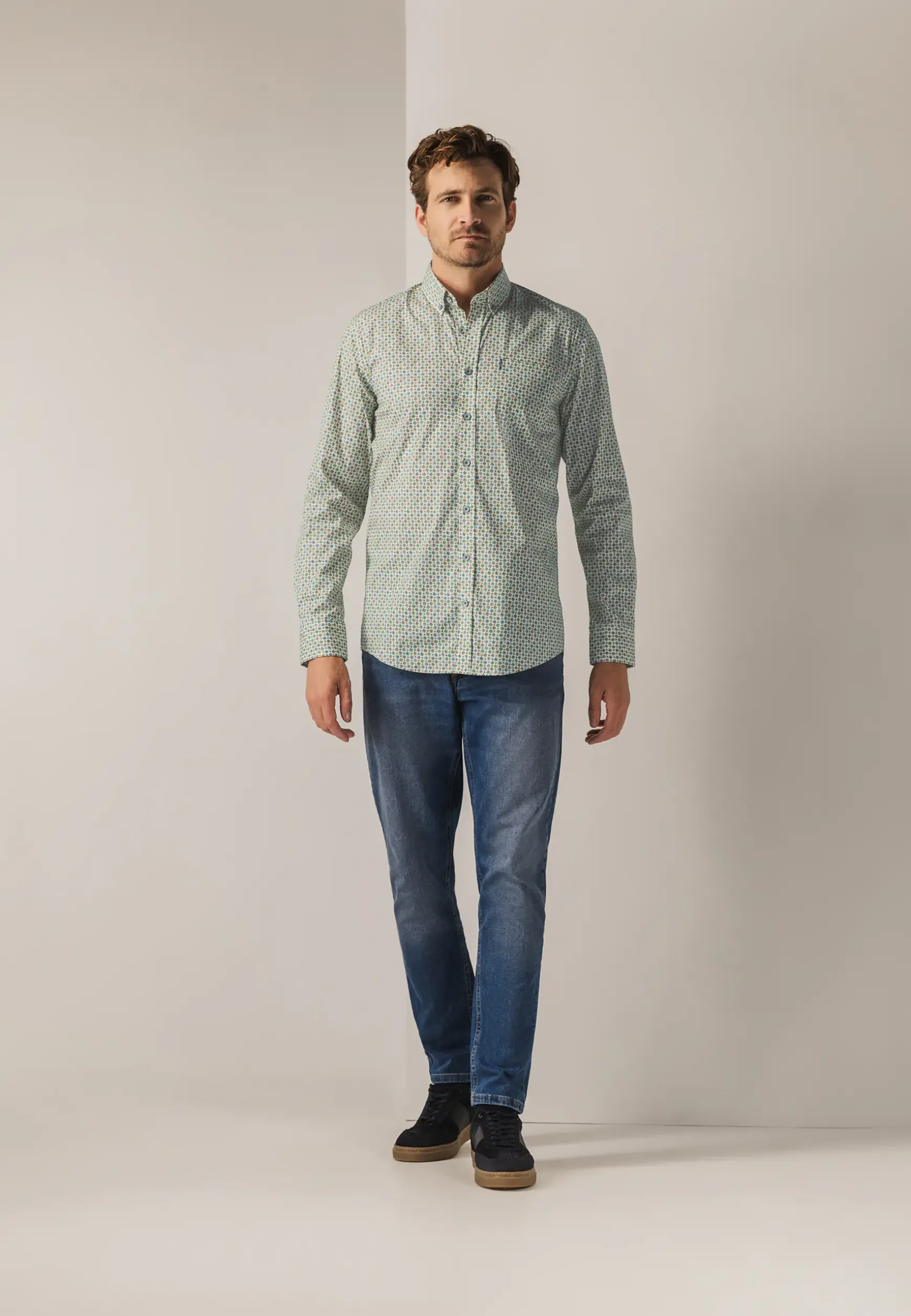 Poplin overhemd met all-over print