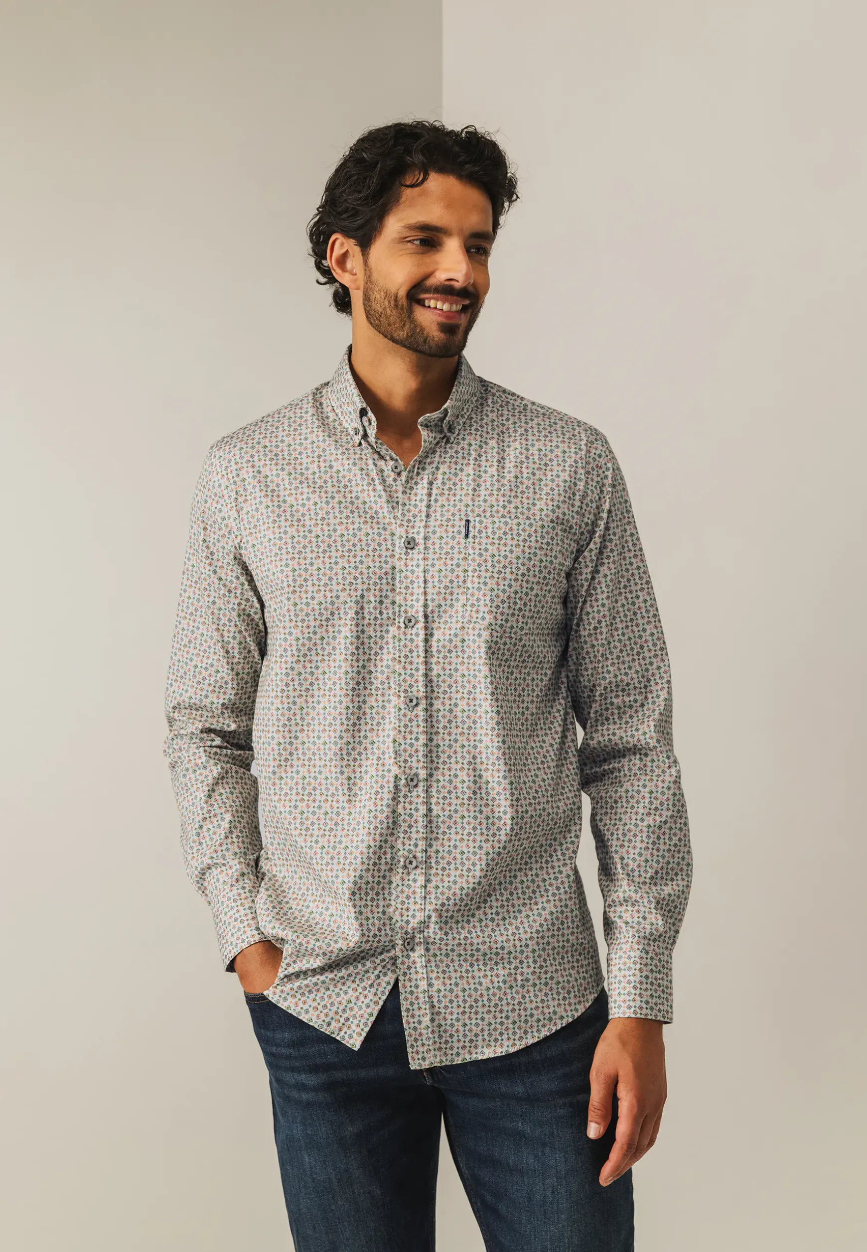 Poplin overhemd met all-over print