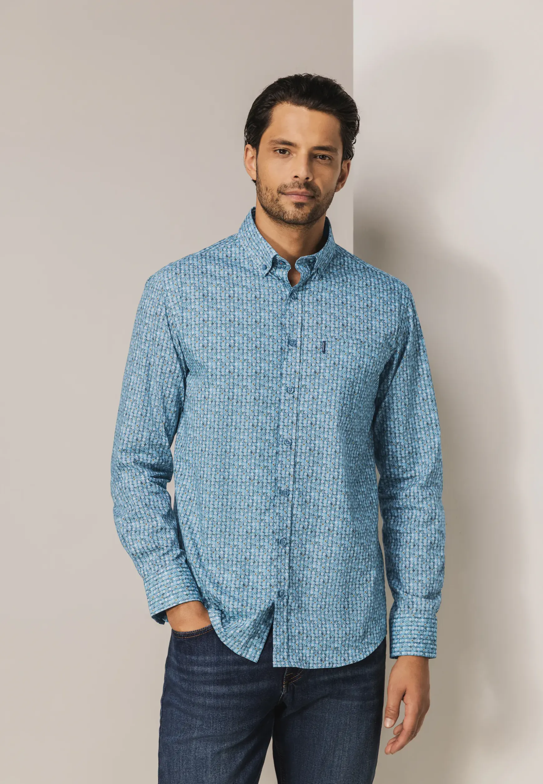 Poplin overhemd met geometrische print