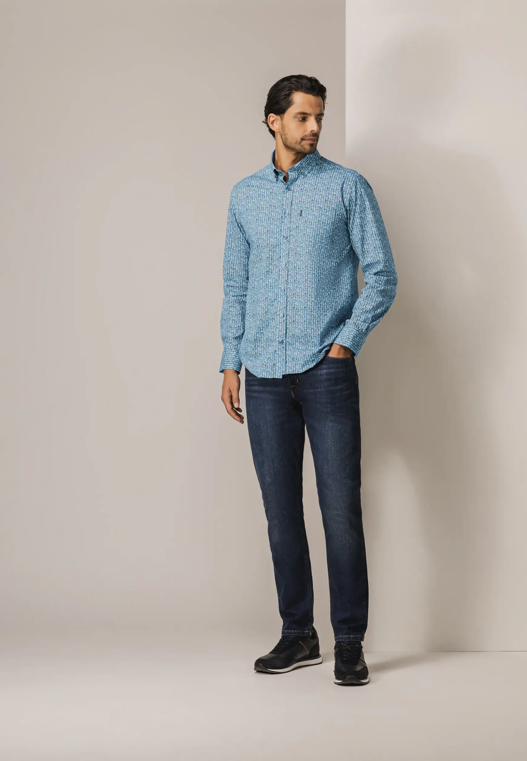 Poplin overhemd met geometrische print
