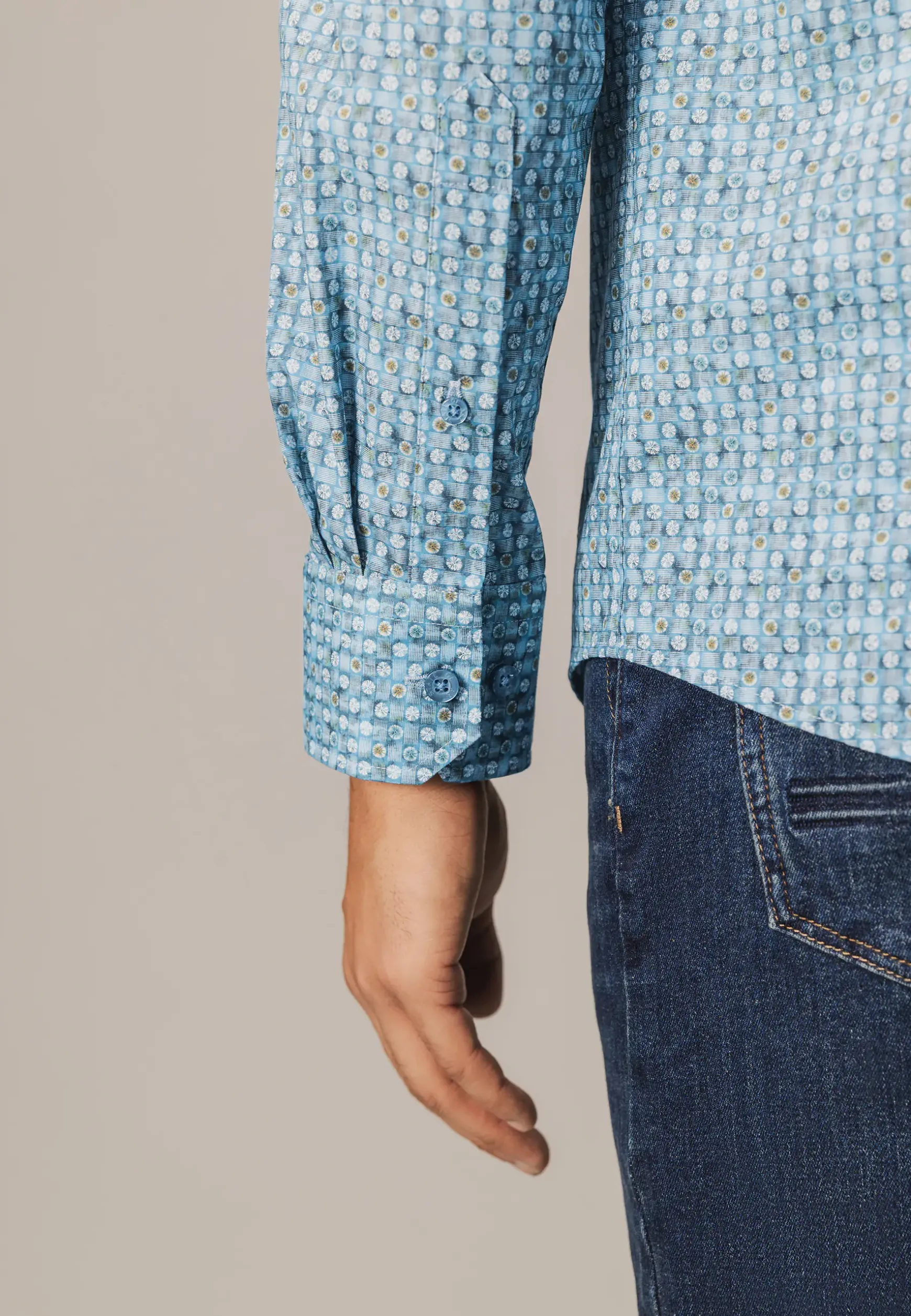 Poplin overhemd met geometrische print