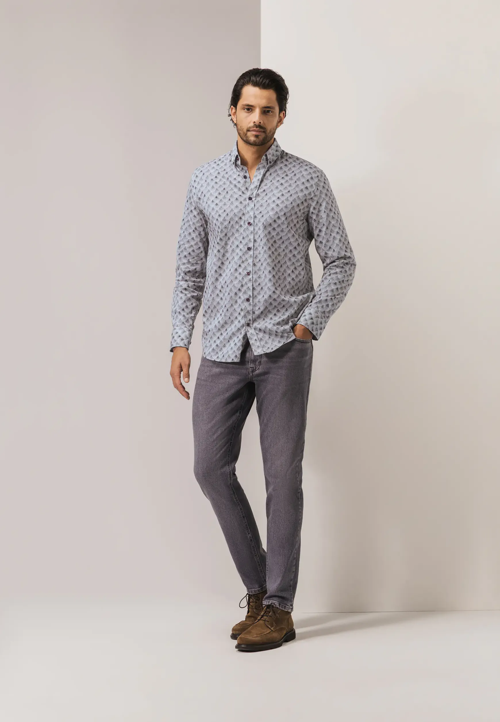 Poplin overhemd met streepdessin