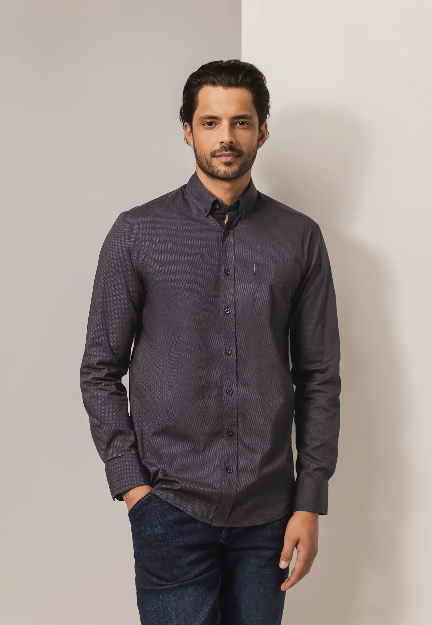 Regular fit overhemd met all-over print