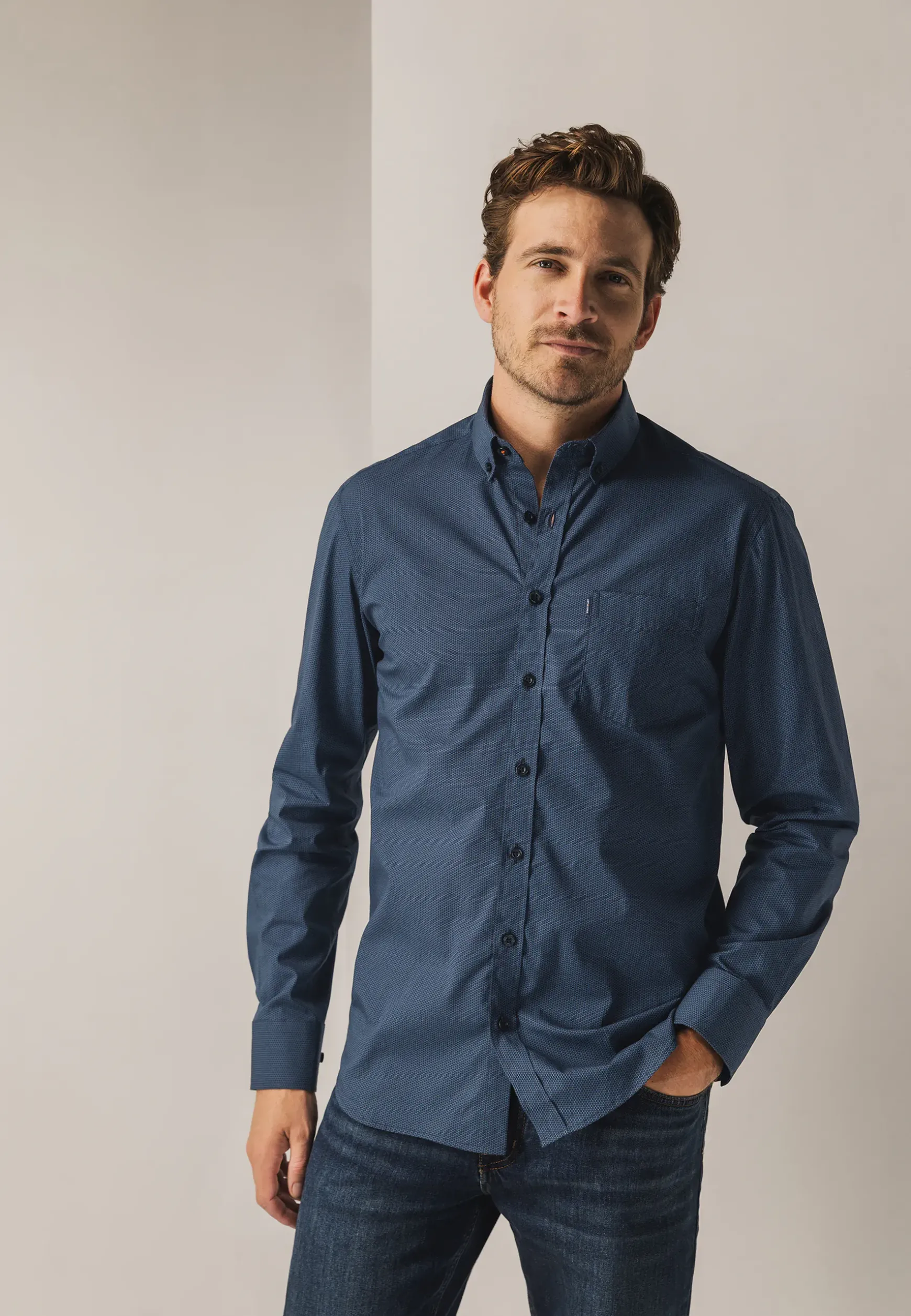 Regular fit overhemd met all-over print