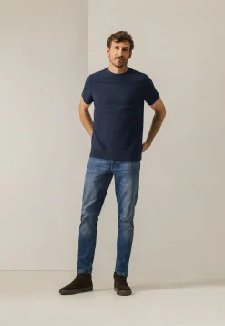 Ronde hals T-shirt met structuurpatroon