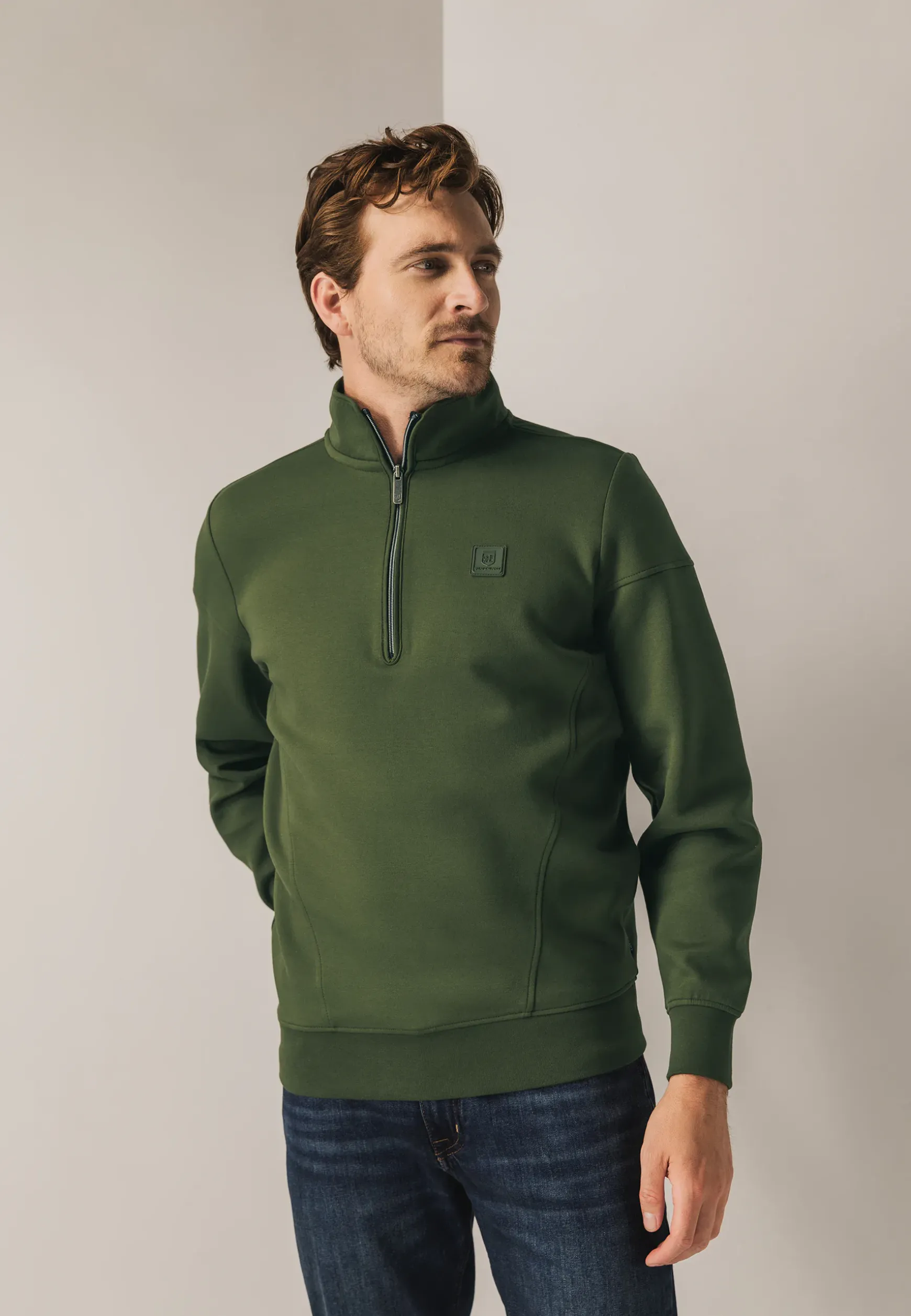Sweatshirt met halve rits en fancy details