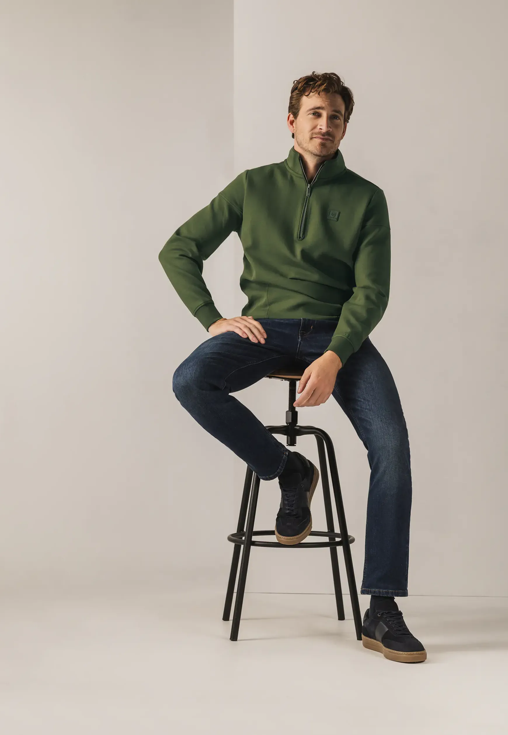 Sweatshirt met halve rits en fancy details