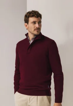 Trui met halve rits en nylon-details