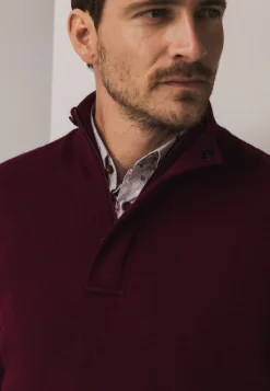 Trui met halve rits en nylon-details