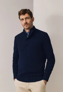 Trui met halve rits en nylon-details