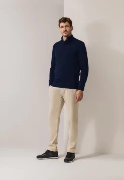 Trui met halve rits en nylon-details