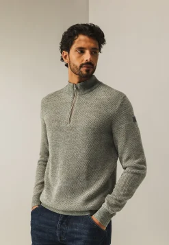 Trui met halve rits en nylon-details