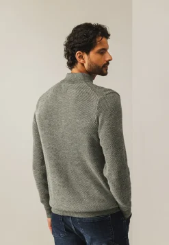 Trui met halve rits en nylon-details