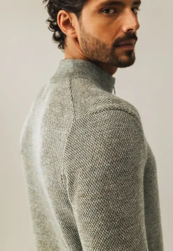 Trui met halve rits en nylon-details