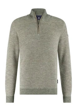 Trui met halve rits en nylon-details