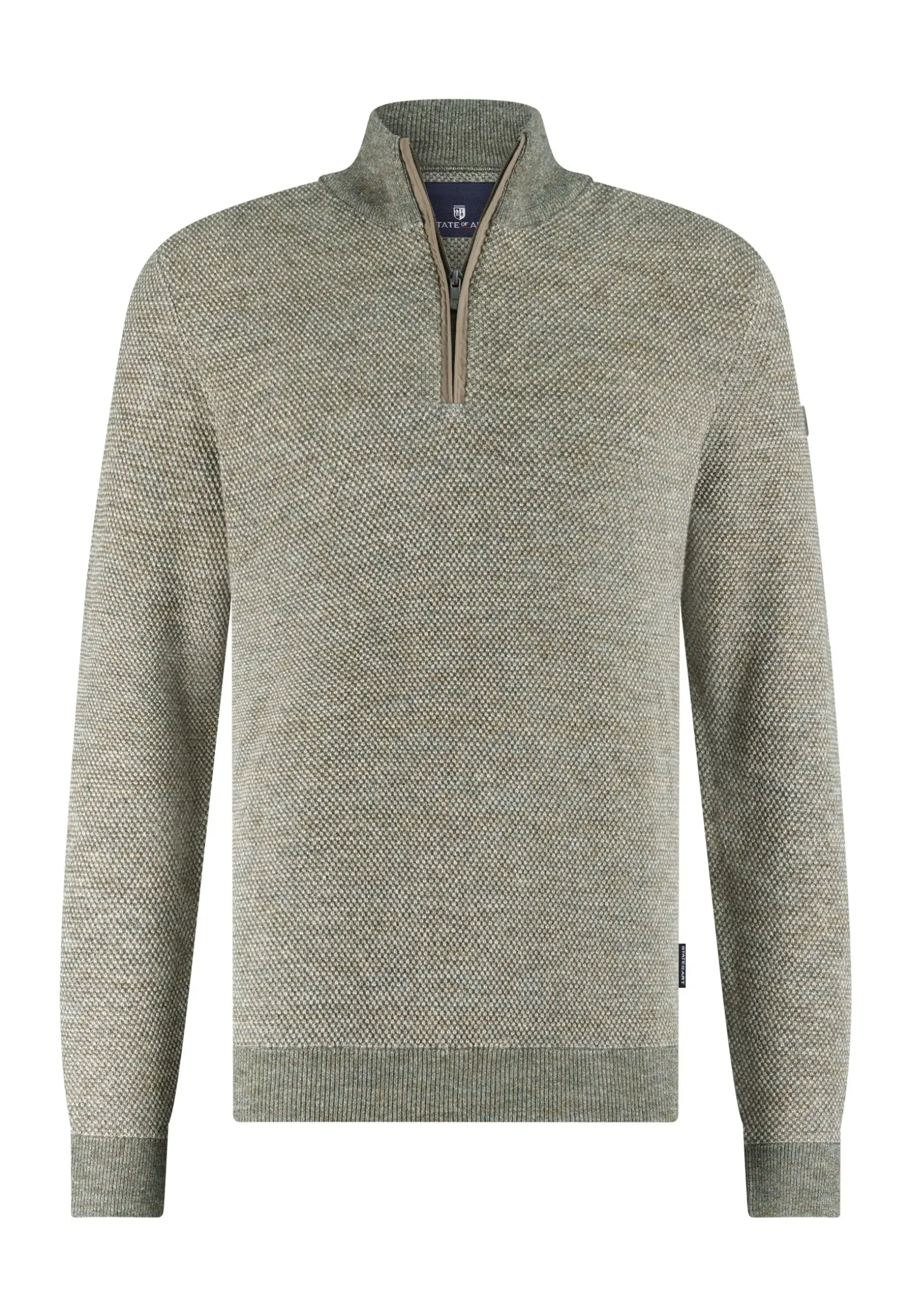 Trui met halve rits en nylon-details
