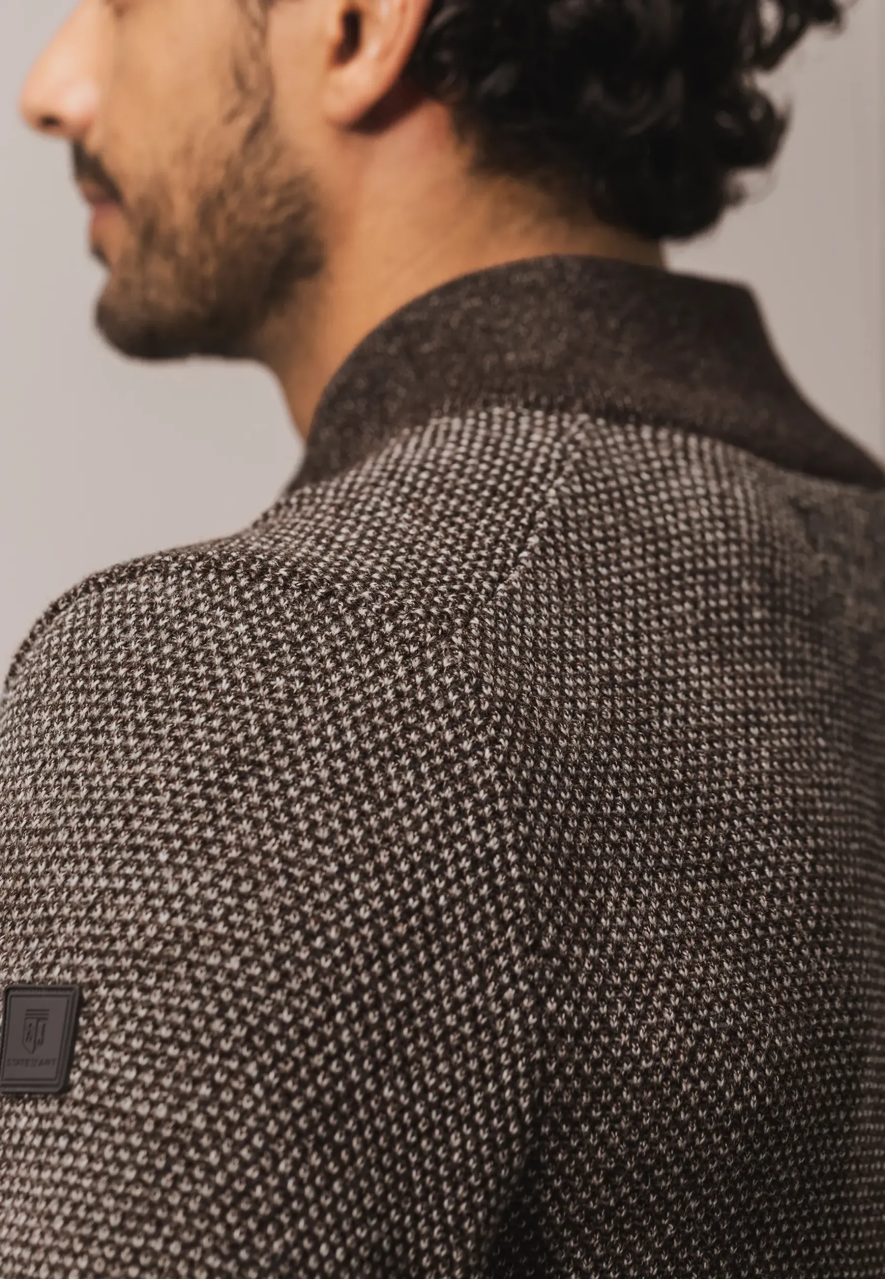 Trui met halve rits en nylon-details