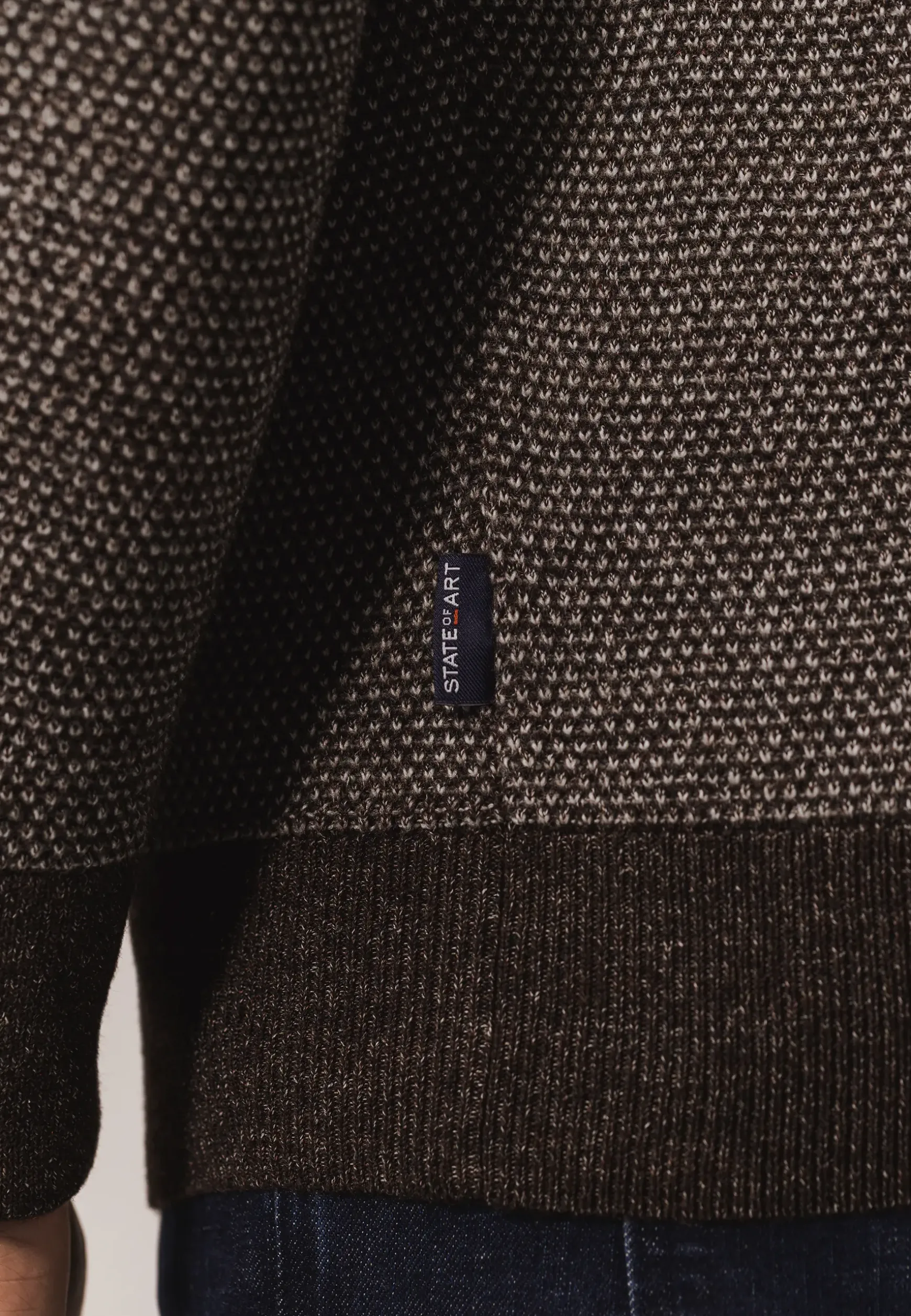 Trui met halve rits en nylon-details