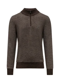 Trui met halve rits en nylon-details