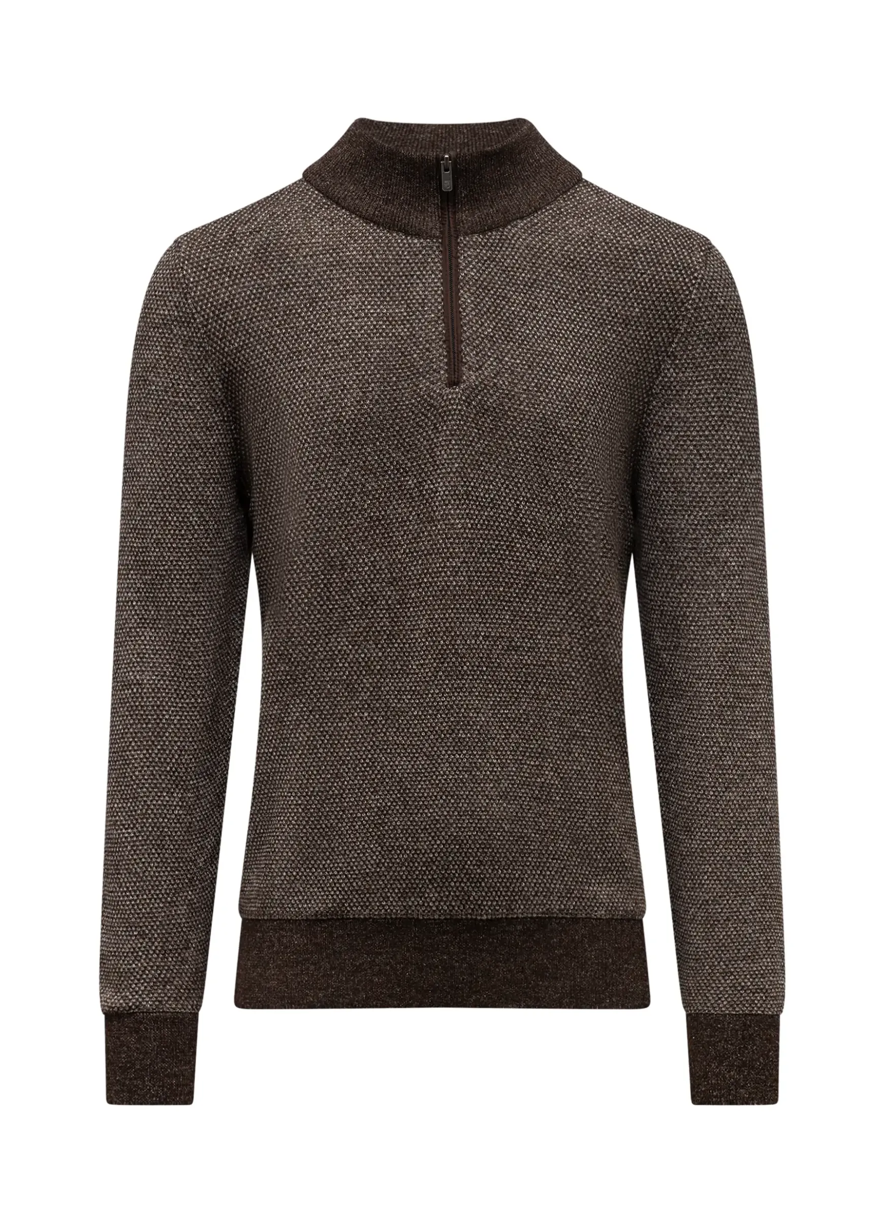 Trui met halve rits en nylon-details