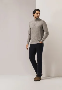 Trui met halve rits en nylon-details