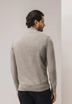 Trui met halve rits en nylon-details