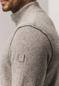 Trui met halve rits en nylon-details