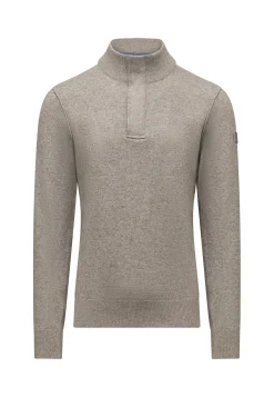 Trui met halve rits en nylon-details