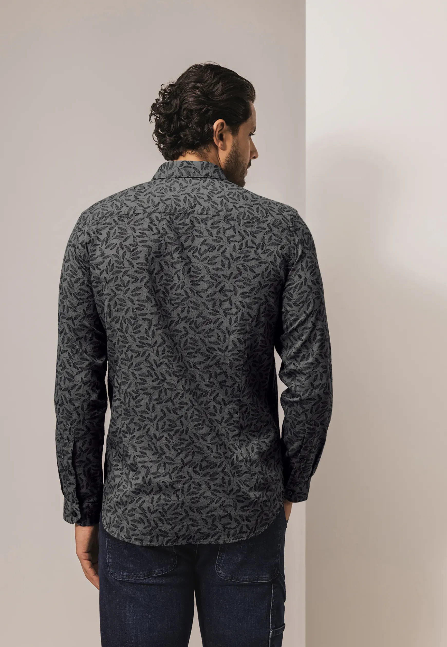 Twill overhemd met botanische print